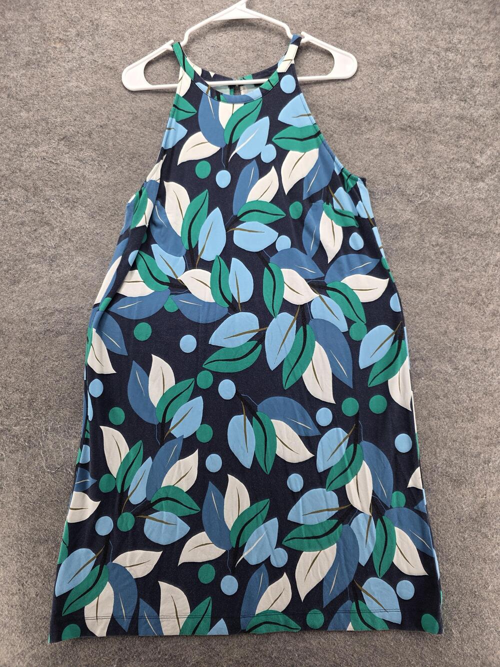 Ann Taylor Factory Dress Womens 12 Blue Knee Length Sundress Halter Keyhole